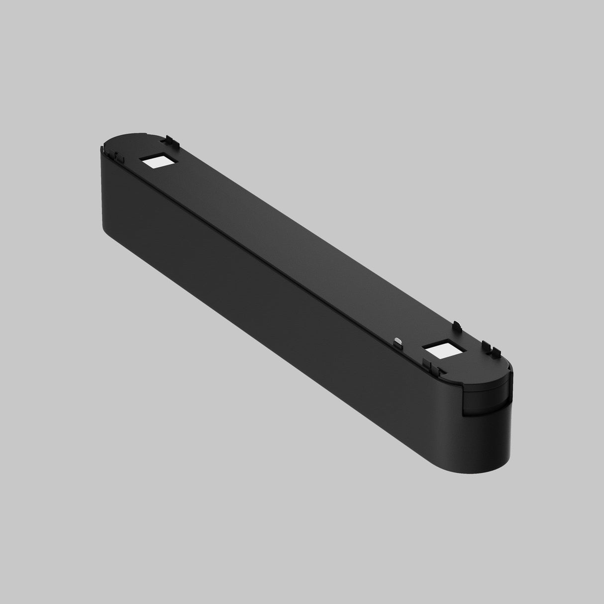 Against a light gray backdrop, the Basis Grid LED Linear Track Light for Magnetic Tracks Radity 12W 3000K in black showcases modern design with its sleek lines and rounded ends.