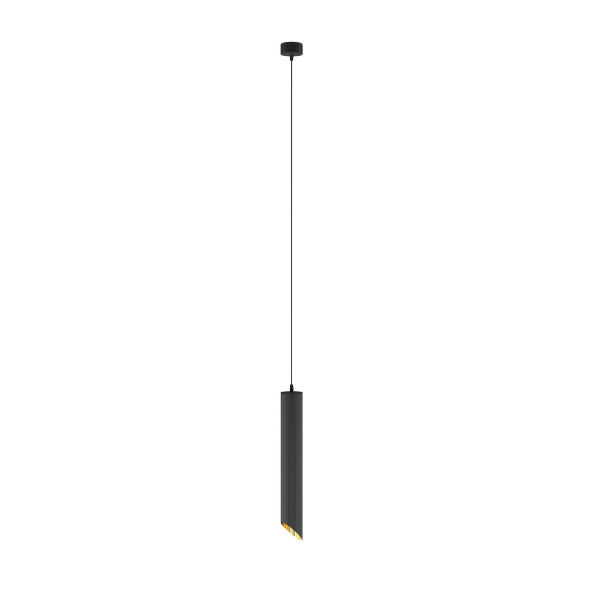 Lipari Long Round Pendant Light in black with gold, showcasing an elongated round shape with a luxurious black and gold finish