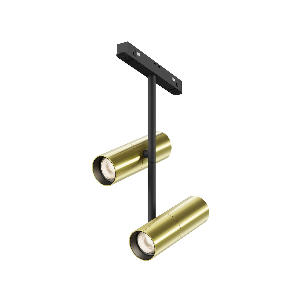 Elti Duo LED Magnetic Exility Track Spotlight in black and brass, combining warm light with a sophisticated black and brass finish