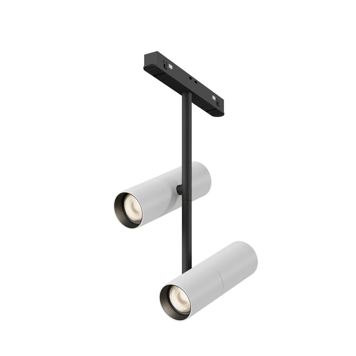 Elti Duo LED Magnetic Exility Track Spotlight in white and black, offering warm illumination for track lighting setups