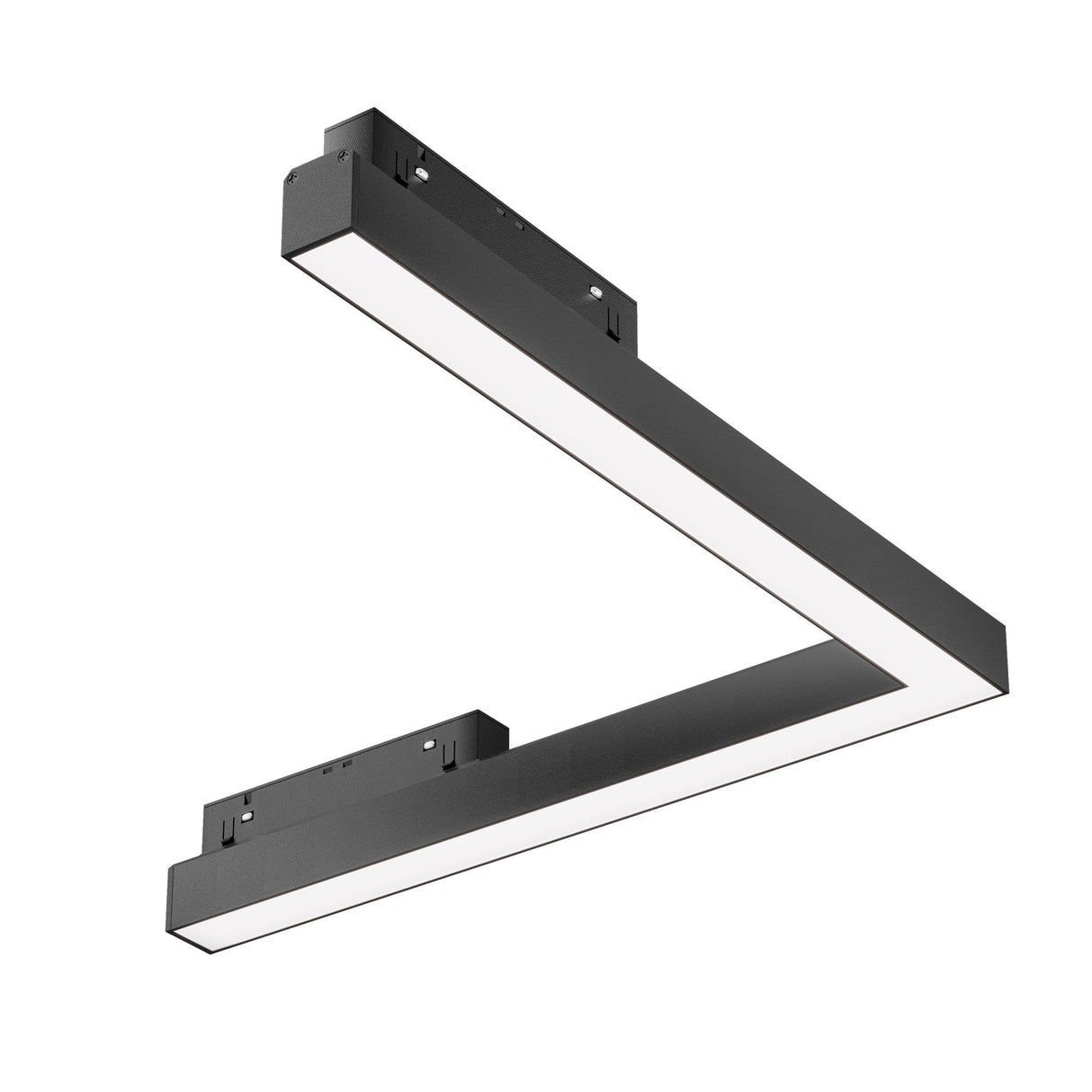 Basis LED Corner Track Light in black for Magnetic Exility, angled render view showing modern design