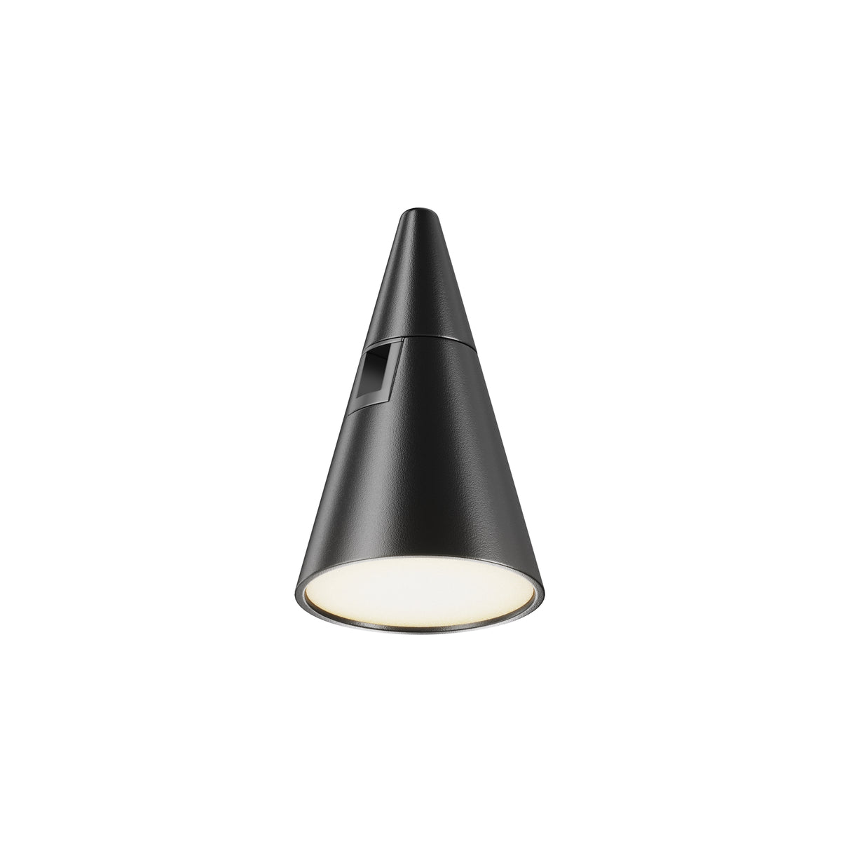 Maytoni Keila LED track light with a conical matt black aluminium shade and rectangular side aperture, shown against a plain white background.