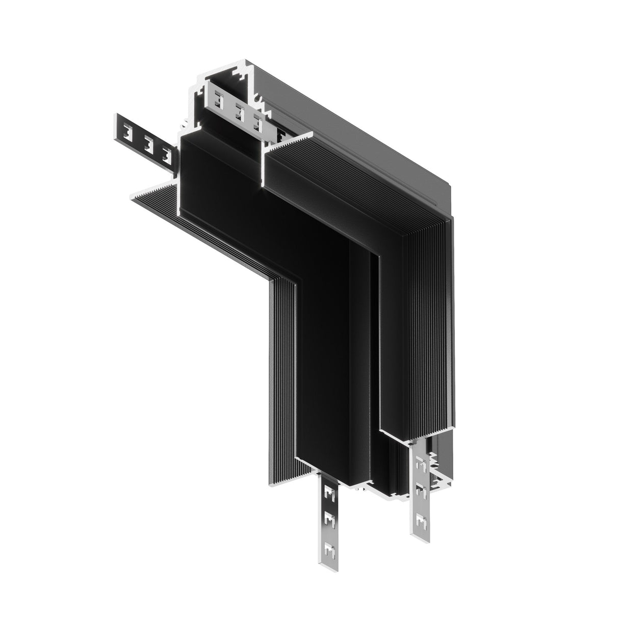 S35 Internal Corner Connector Built-in for Plasterboard in black, designed for streamlined installation in plasterboard walls