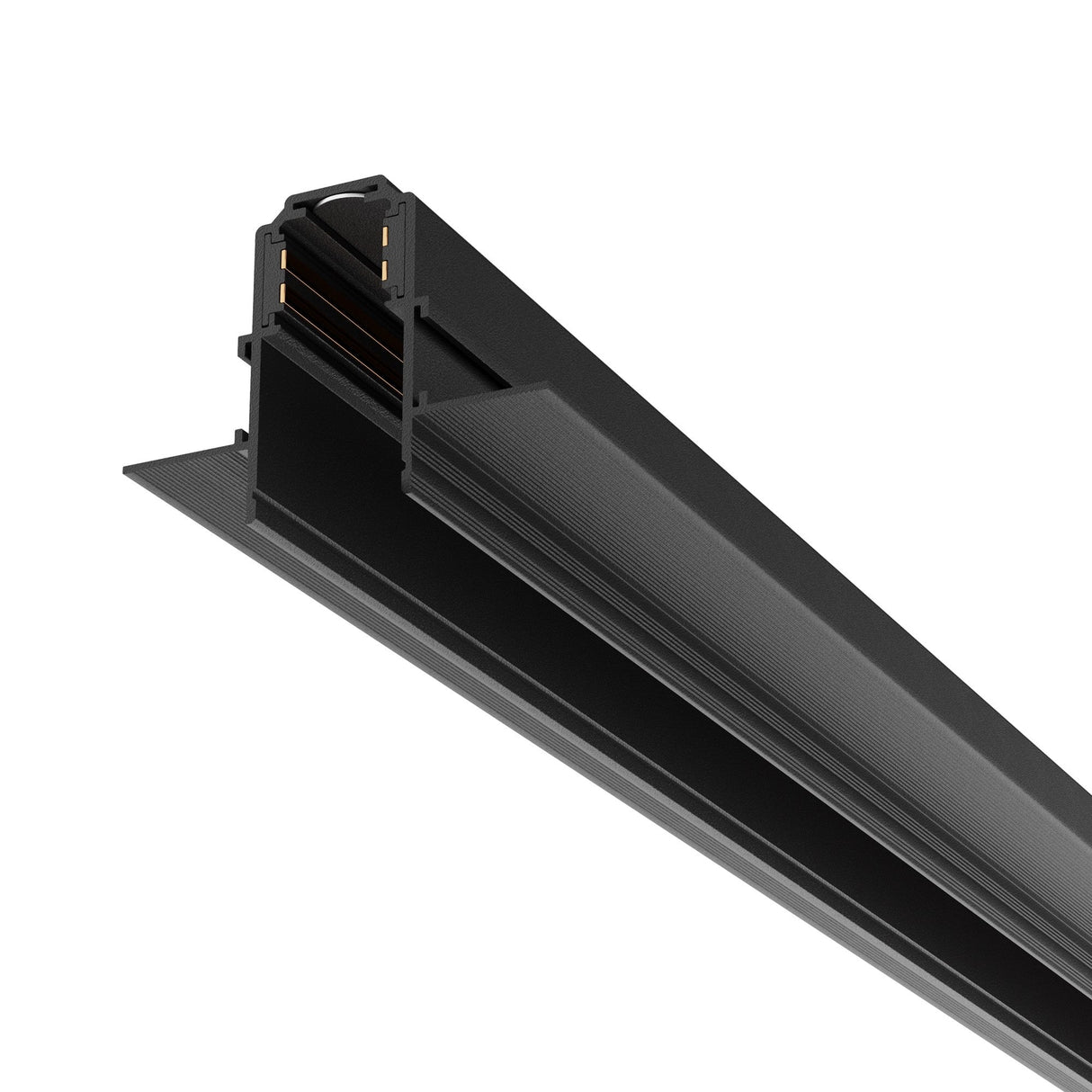 Exility Magnetic Recessed Track in Black, designed for plasterboard integration with a modern recessed look.