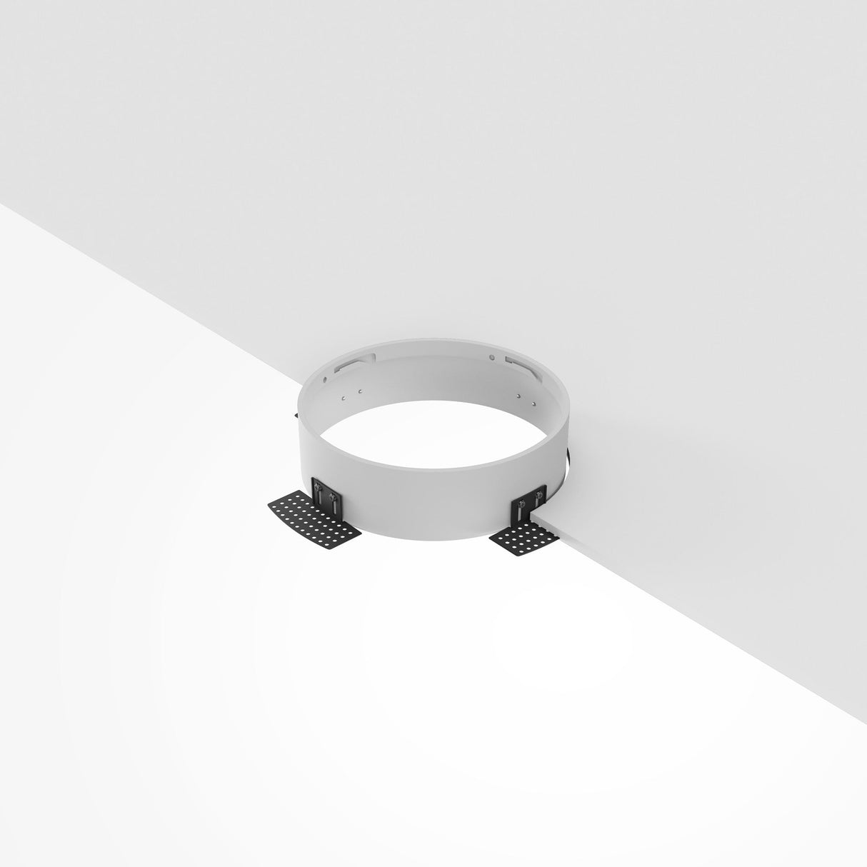 Technical feature view of Zon Mounting Ring in white, highlighting its durable and versatile construction
