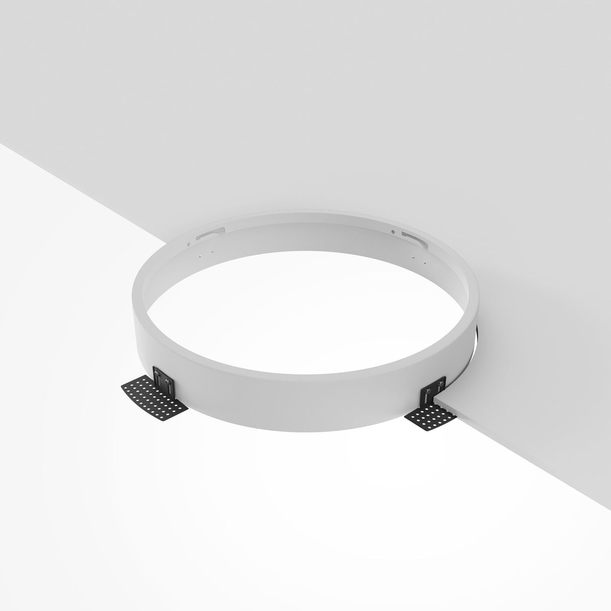 Technical feature view of Zon Mounting Ring in white, emphasizing its functional design and compatibility with recessed lighting systems