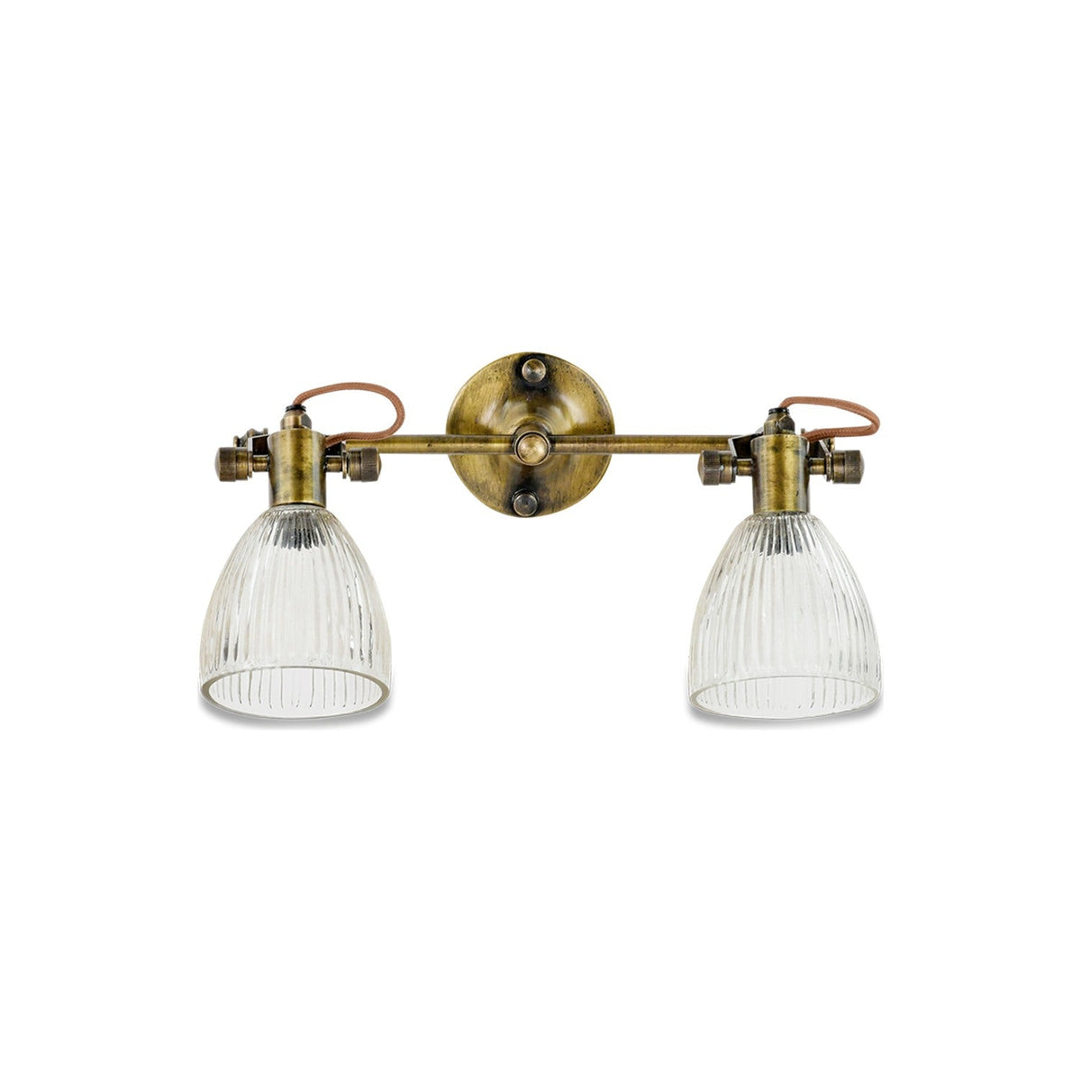 Rarni 2 Light Glass Wall Light - Antique Brass