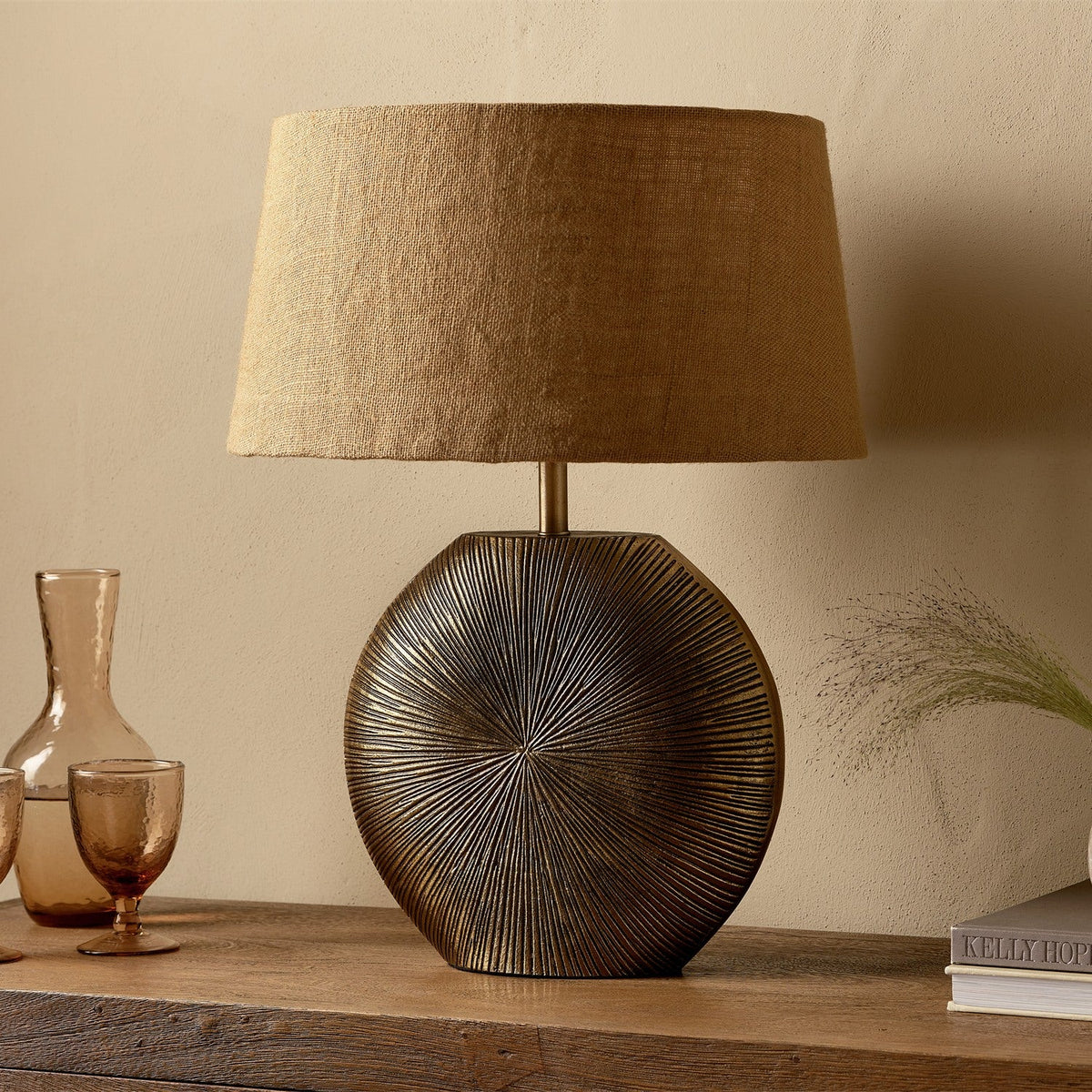 Ramvas Etched Table Lamp Base - Antique Brass