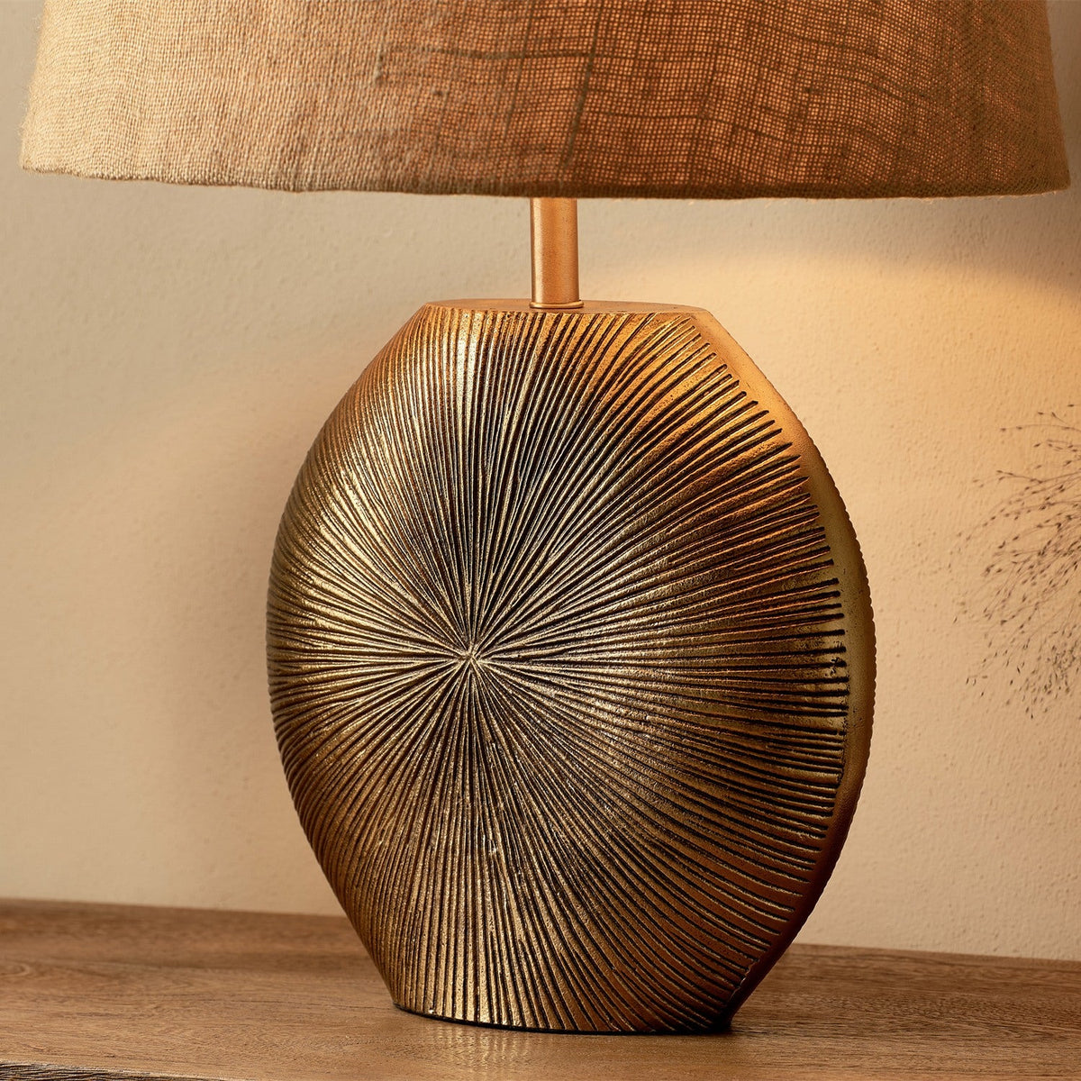 Ramvas Etched Table Lamp Base - Antique Brass