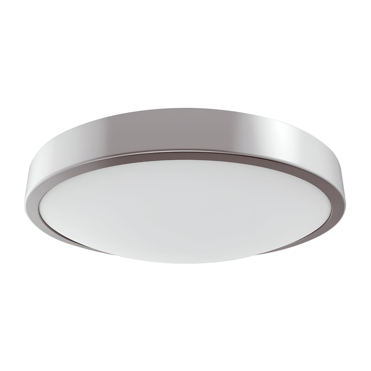 The Energizer LED Flush Light 11.5W 3000K - White features a contemporary design with a sleek, metallic frame and a smooth white diffuser, providing an energy-efficient warm white glow.