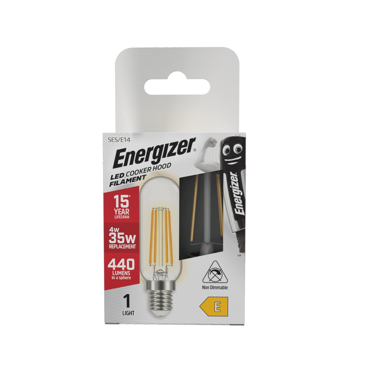 Energizer 4W Non-Dimmable LED Filament Cookerhood Bulb - Warm White, E14, 3000K