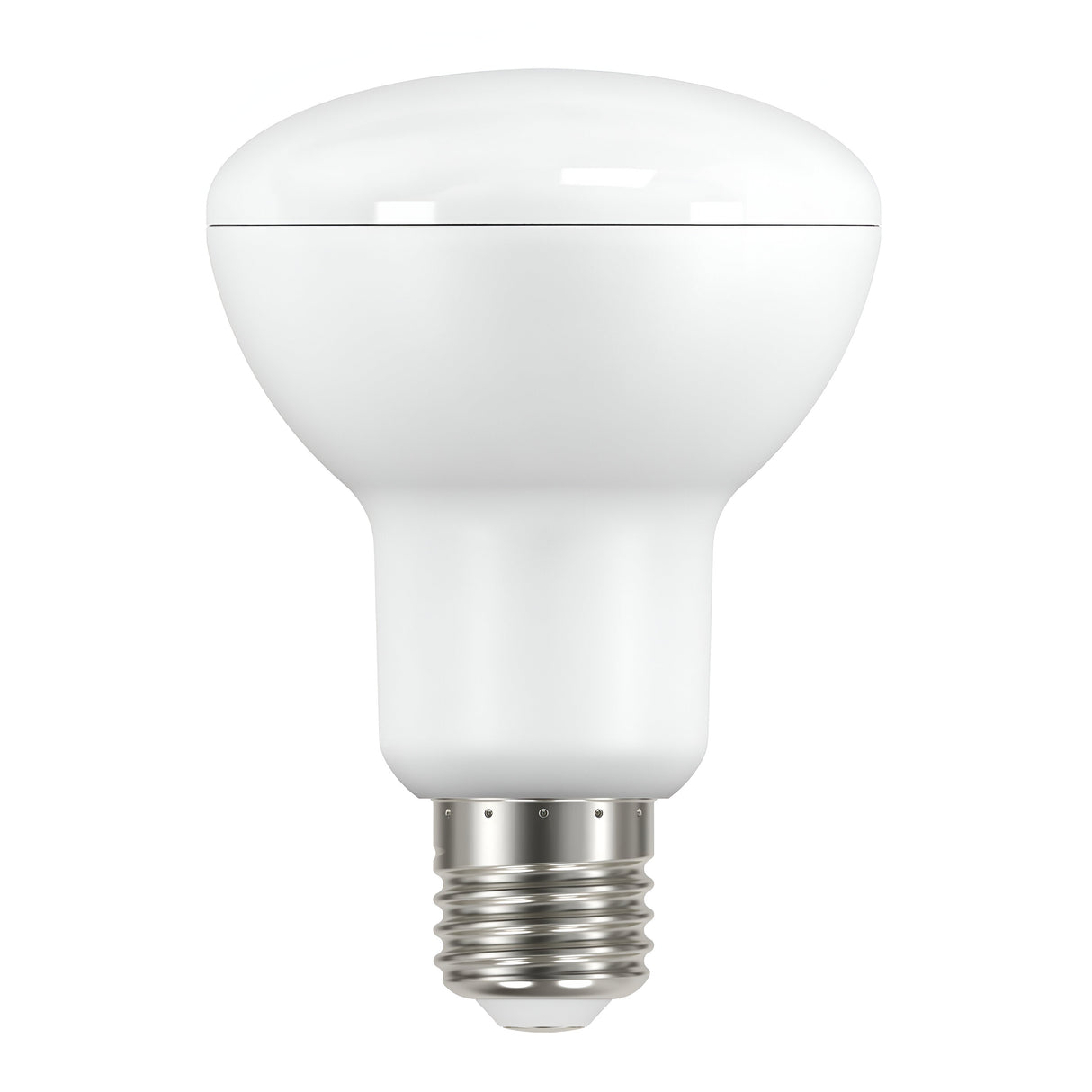 An Eveready 8.8W Non-Dimmable R80 LED Reflector Bulb with a metallic E27 screw base, providing a warm white 3000K glow. The bulb boasts a rounded top and smooth, modern design, positioned vertically against a plain background.