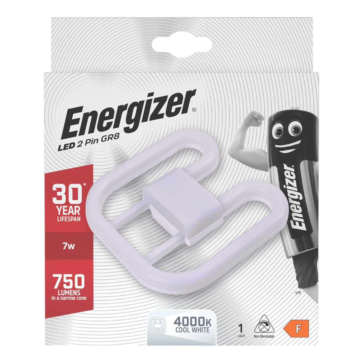 Energizer 7W Non-Dimmable LED 2D 2-Pin Bulb - Cold White, GR8, 4000K
