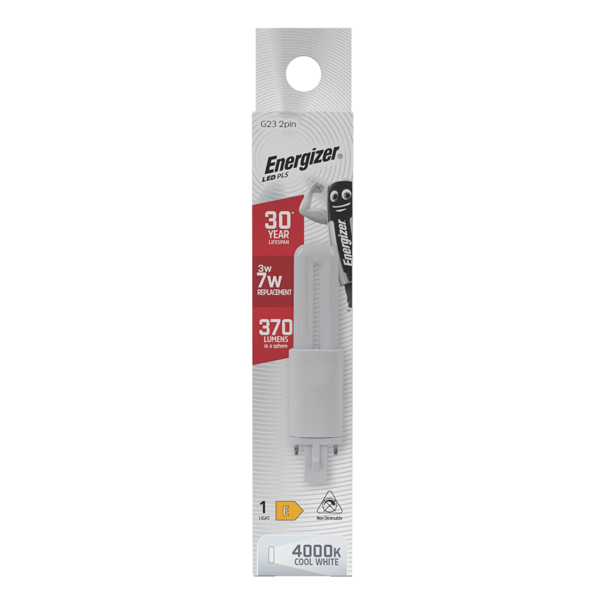 Energizer 3W Non-Dimmable LED PLS 2-Pin Bulb - Cold White, G23, 4000K