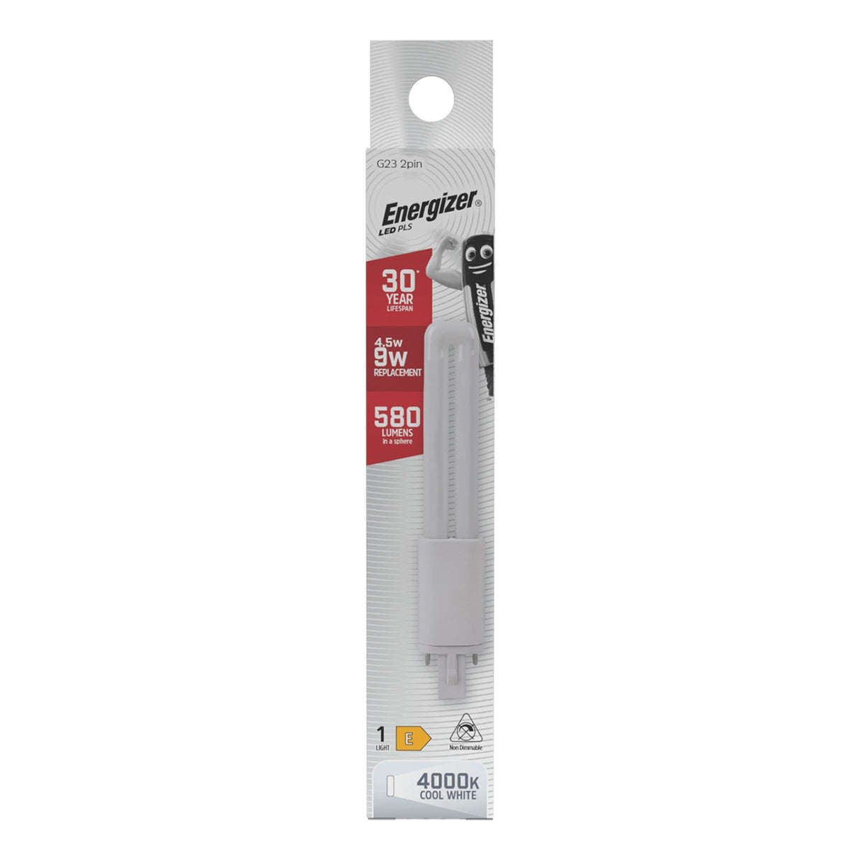 Energizer 4.5W Non-Dimmable LED PLS 2-Pin Bulb - Cold White, G23, 4000K