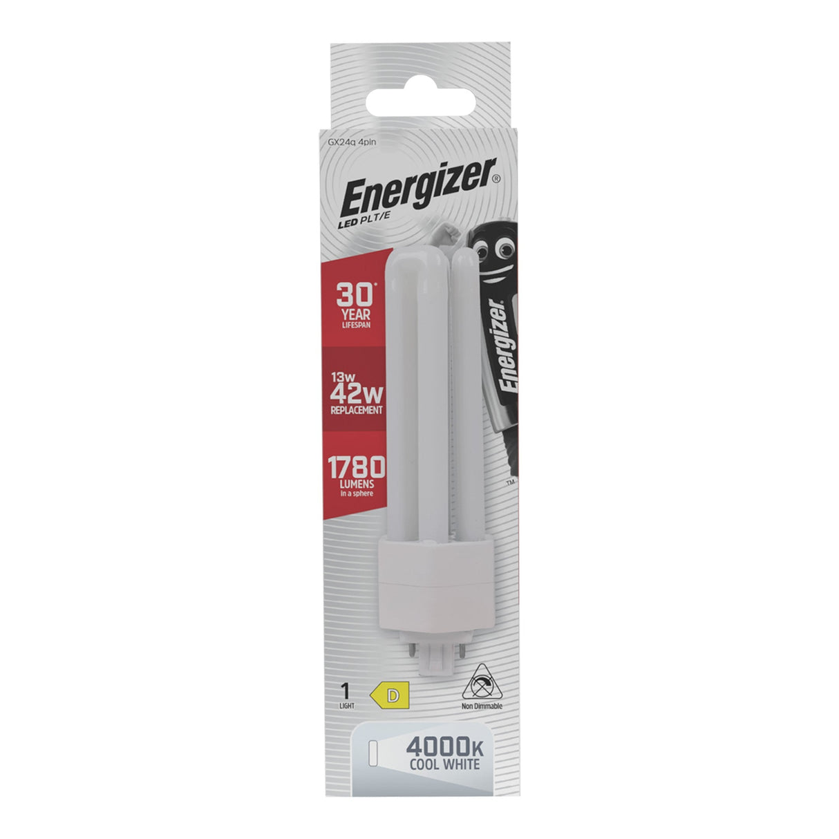 Energizer 13W Non-Dimmable LED PLT/E 4-Pin Bulb - Cold White, GX24q, 4000K