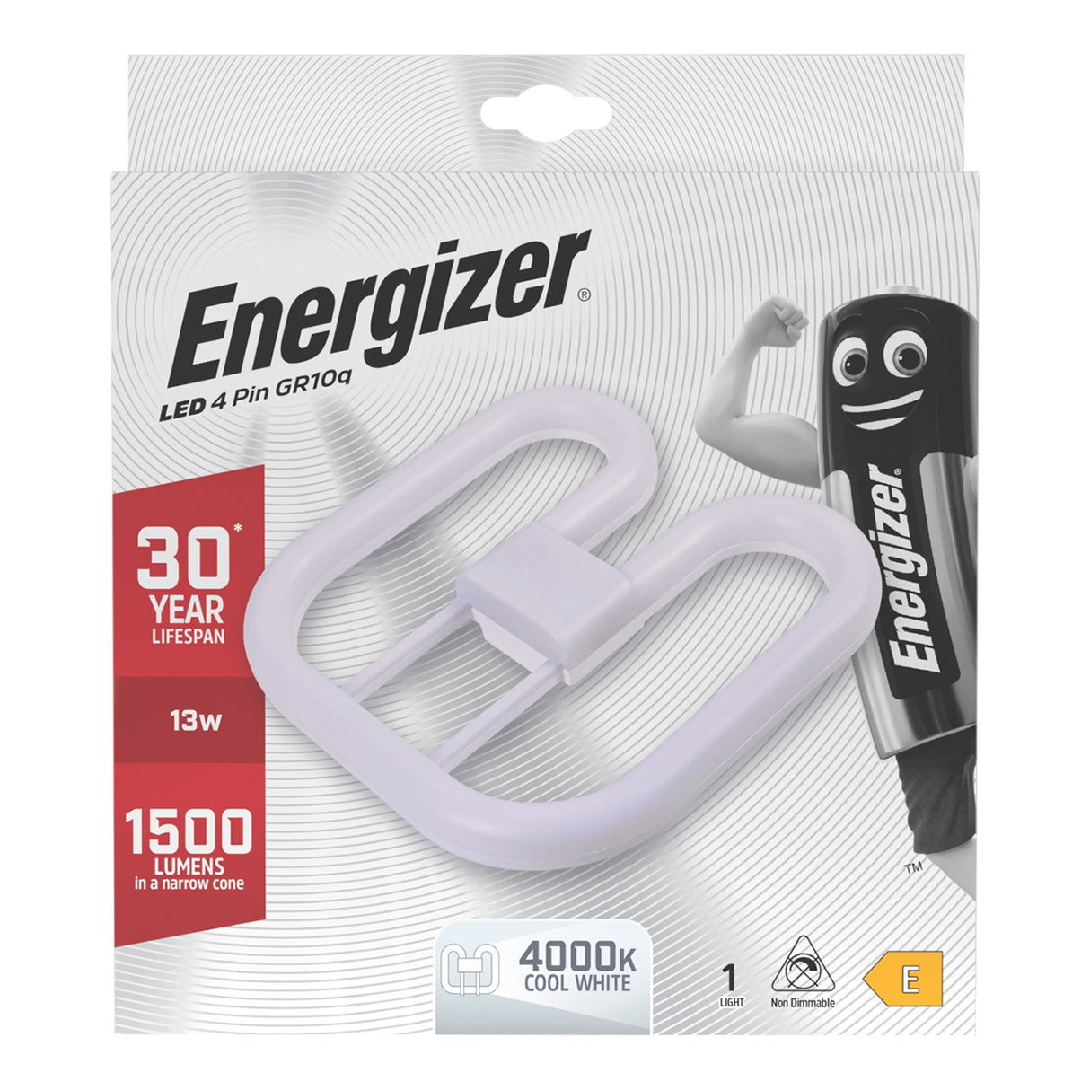 Energizer 13W Non-Dimmable LED 2D 4-Pin Bulb - Cold White, GR10q, 4000K