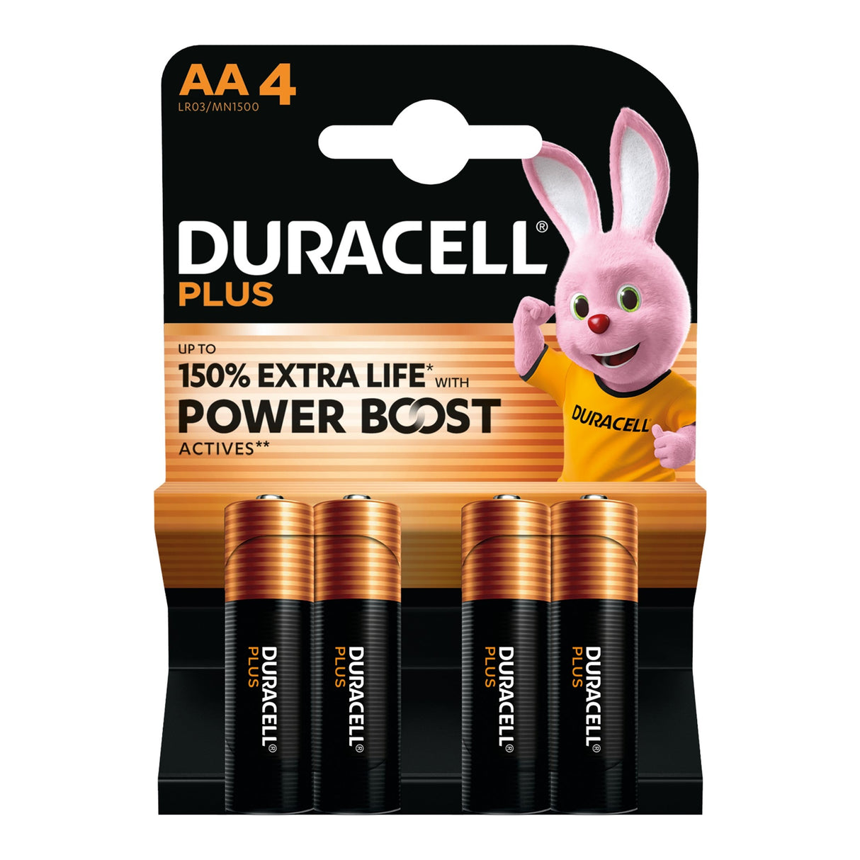 Duracell Plus Power AA LR6 Alkaline Batteries (4 Pack)
