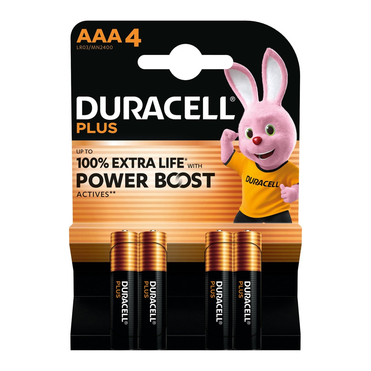 Duracell Plus Power AAA LR03 Alkaline Batteries (4 Pack)