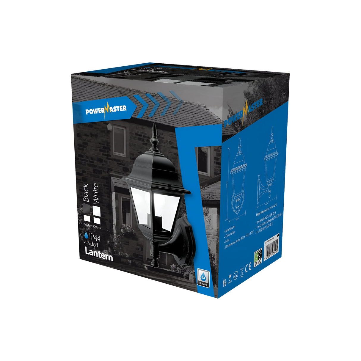 PowerMaster IP44 4-Sided Lantern - Black