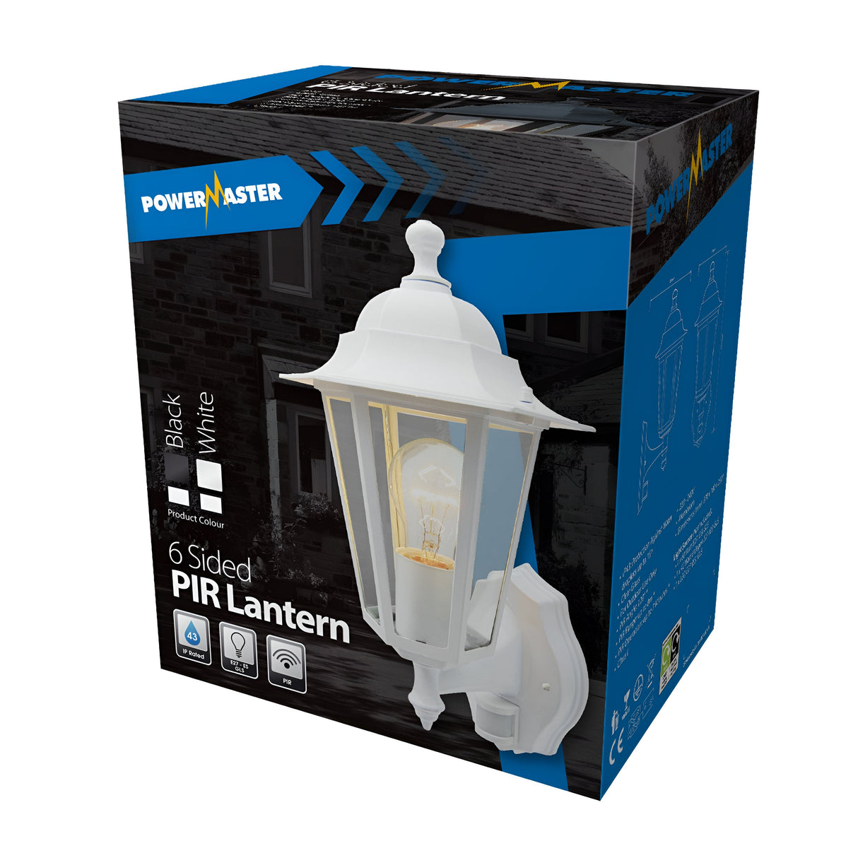 PowerMaster IP43 6-Sided PIR Lantern - White