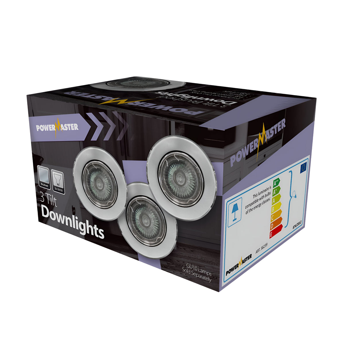 PowerMaster Indoor 3 Pack Tilt Downlights - Brushed Chrome