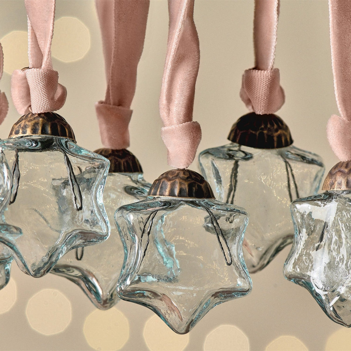 Sardi Star Glass Baubles - Clear - Set of 12