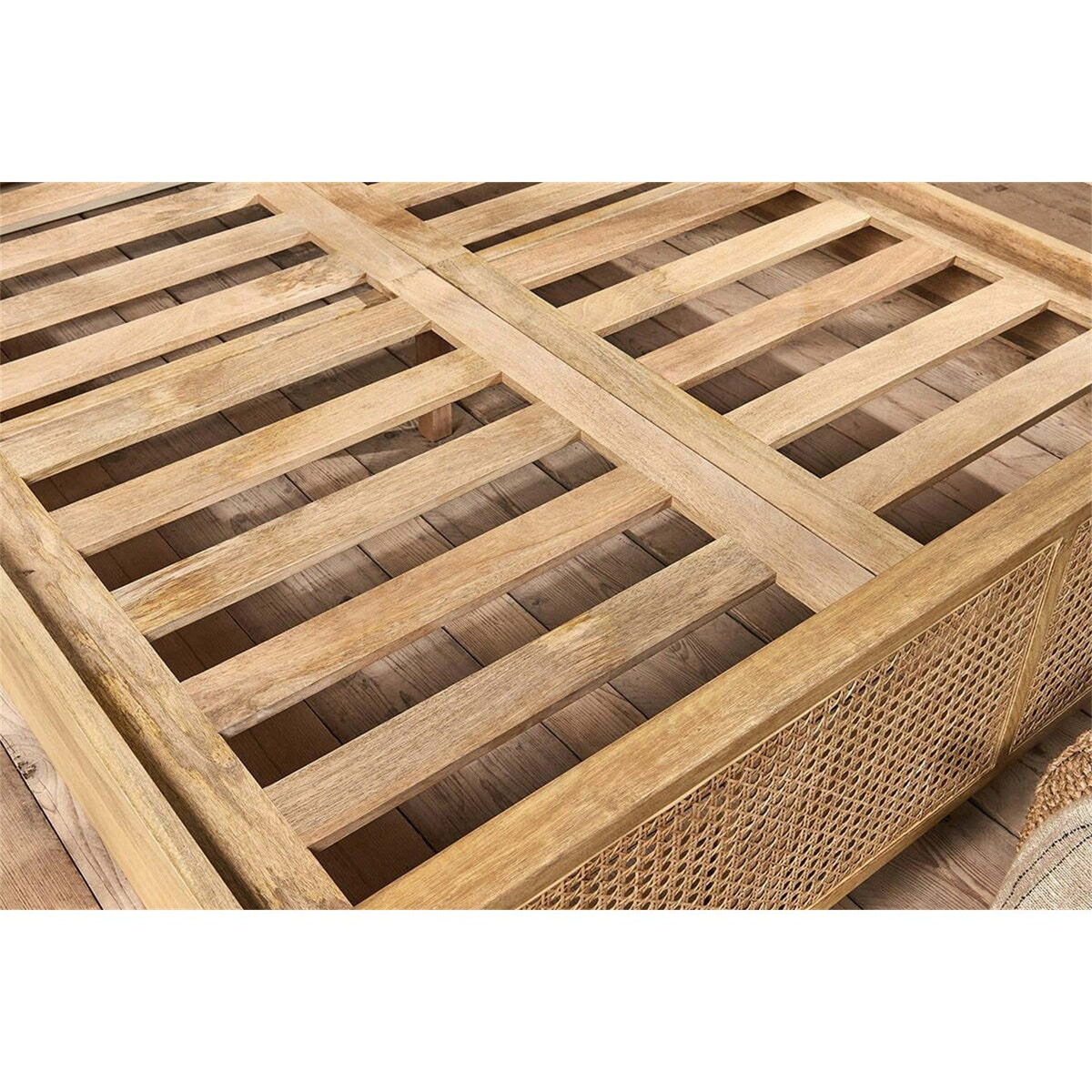 Saharsa King Cane & Mango Wood Bed Frame - Natural