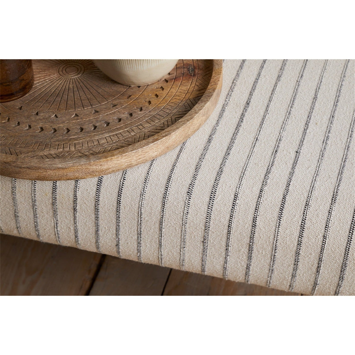 Sanja Stripe Upholstered Bench - Grey
