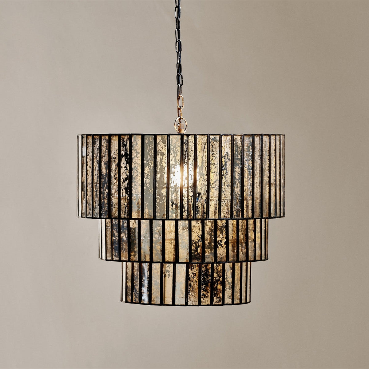 Shanaya Mottled Glass Chandelier - Antique Bronze