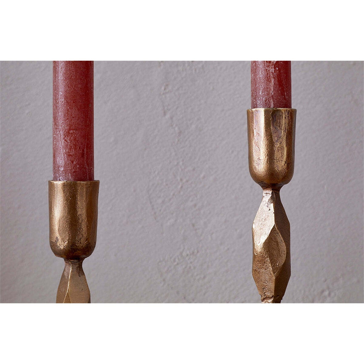 Shani Medium Faceted Candlestick - Antique Brass