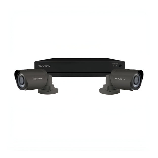 4 Channel 4MP 2TB 2 Bullet Camera Kit - Grey