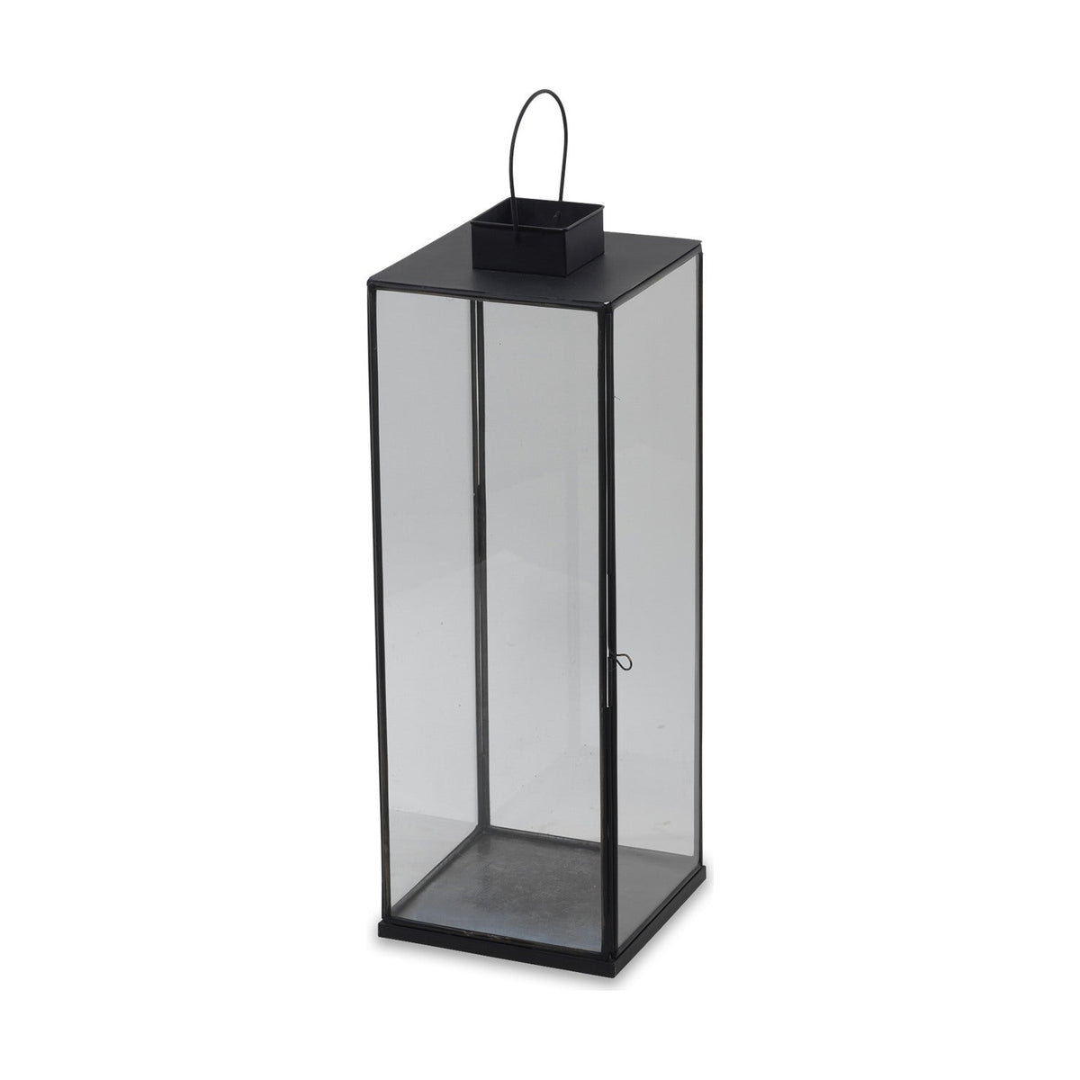Sia Medium Glass Lantern - Antique Black