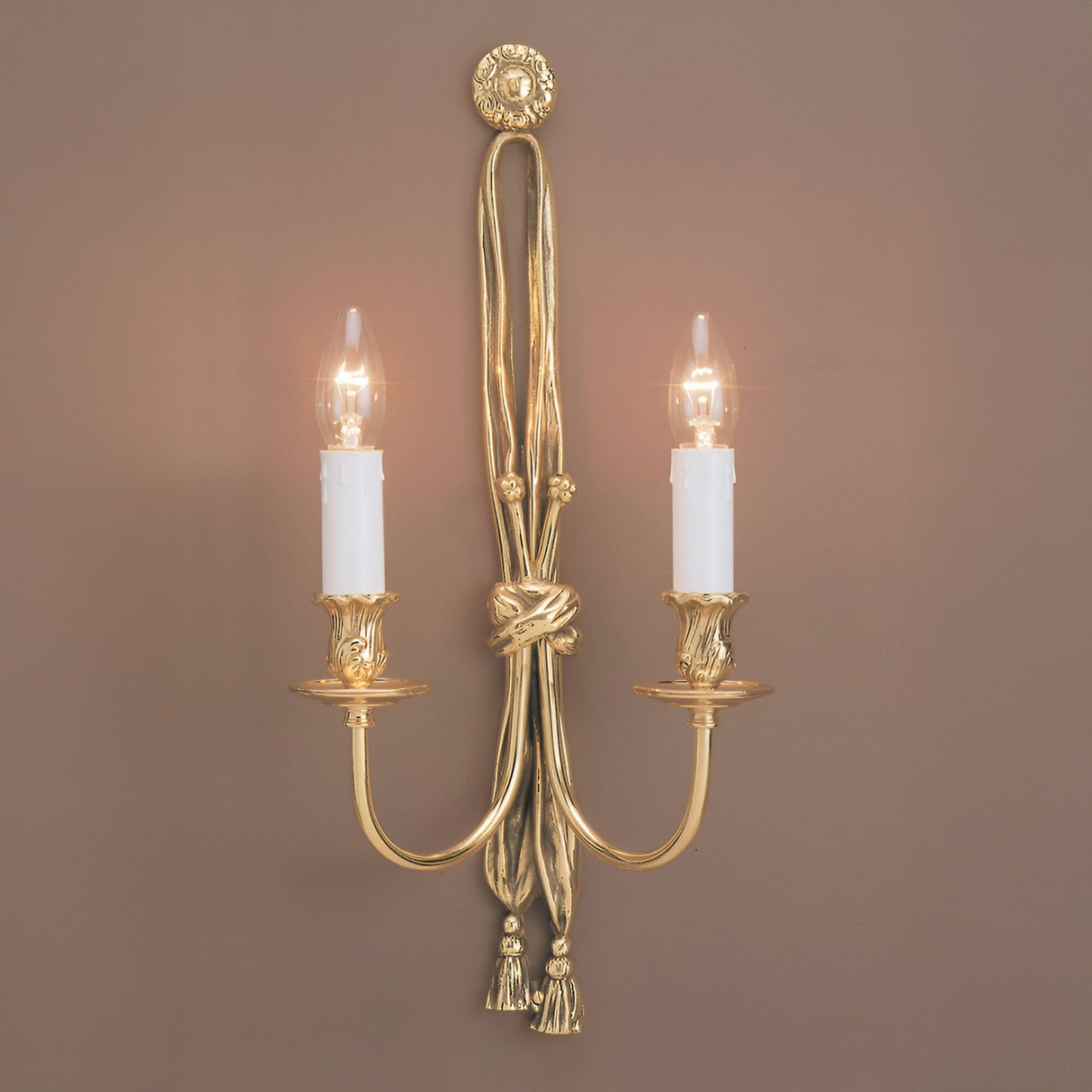 Ridmore 2 Light Small Solid Brass Tassel Wall Light - Polished Brass