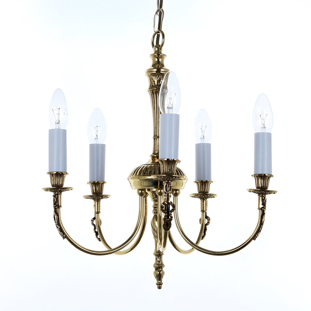 Ridmore 5 Light Small Solid Brass Chandelier - Polished Brass