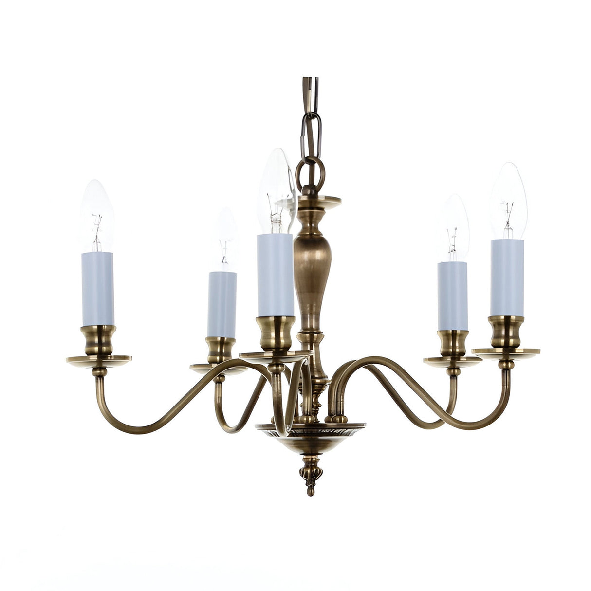 Georin 5 Light Solid Brass Chandelier - Brass