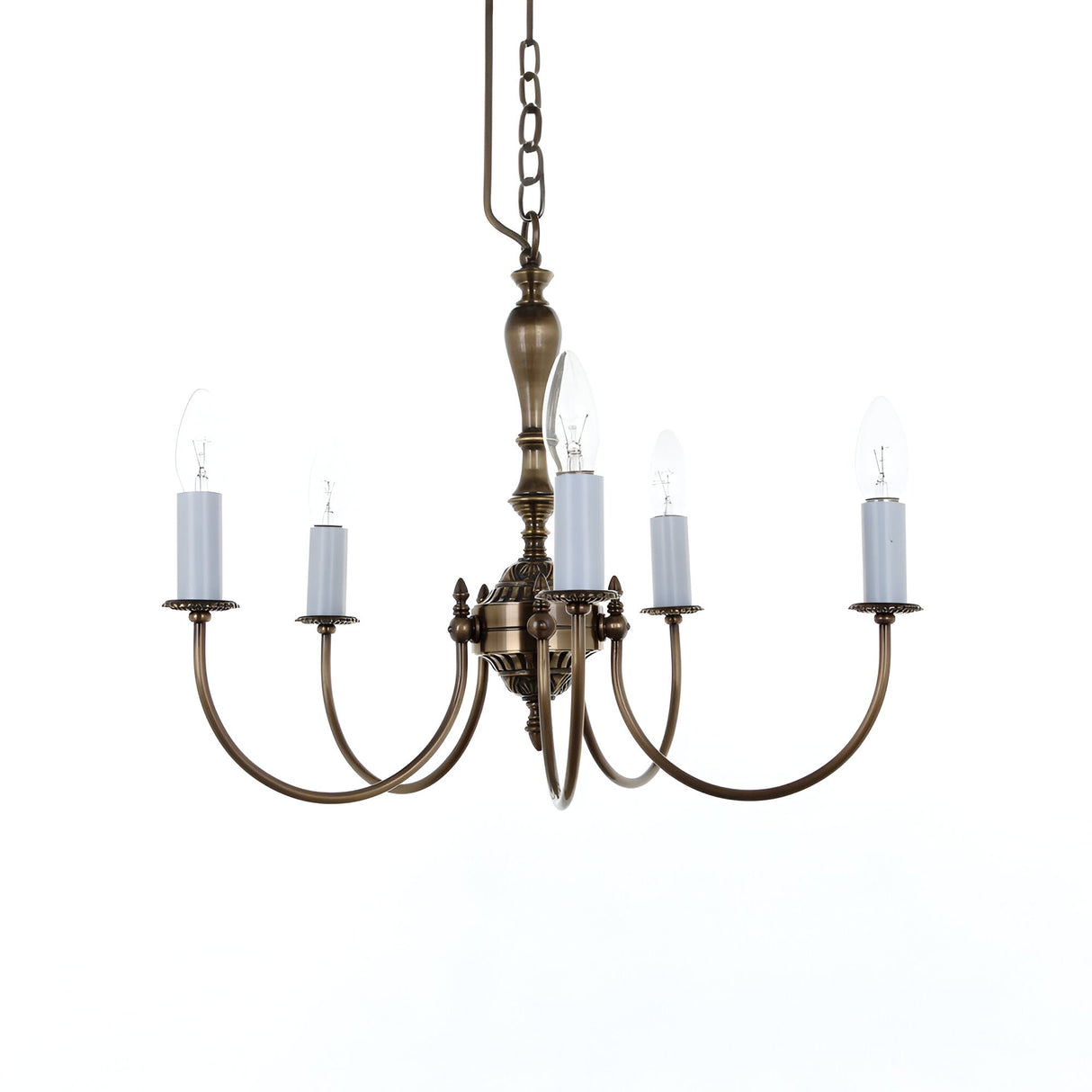 Helio 5 Light Solid Brass Chandelier - Antique Brass