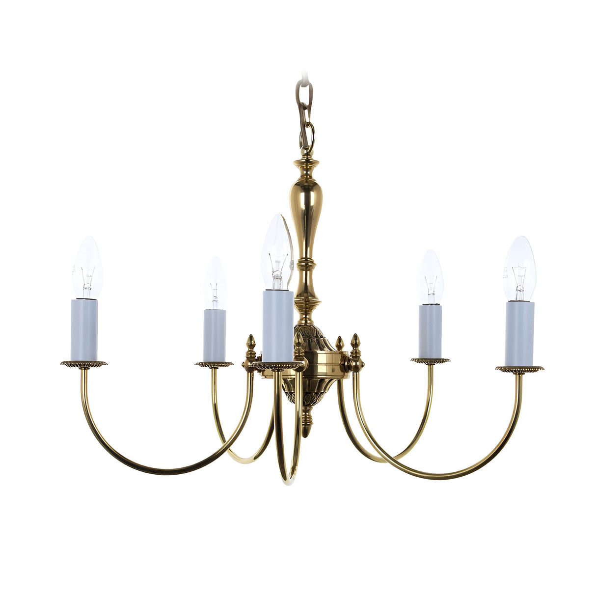Helio 5 Light Solid Brass Chandelier - Polished Brass