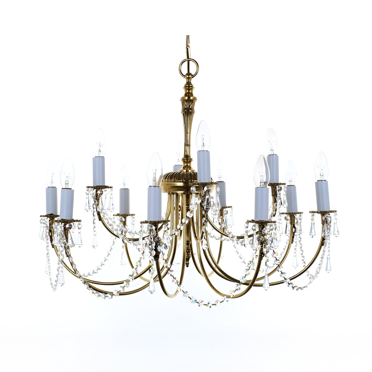 Ridmore 12 Light Solid Brass Crystal Chandelier - Polished Brass