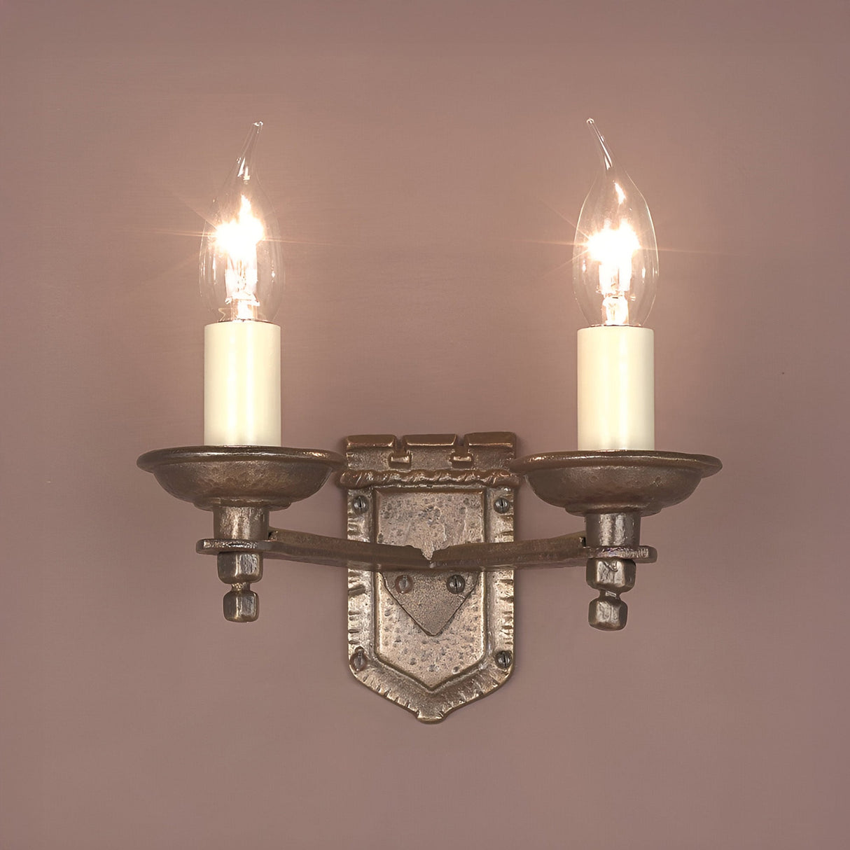 Turren 2 Light Solid Brass Wall Light - Light Bronze