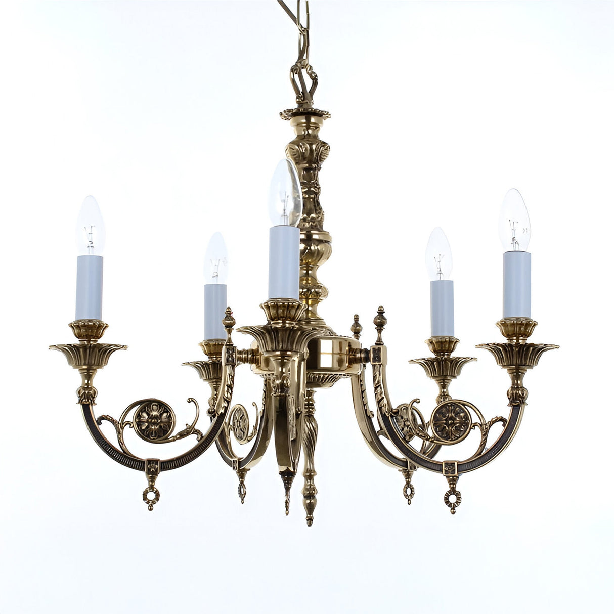 Cheswin 5 Light Solid Brass Chandelier - Polished Brass