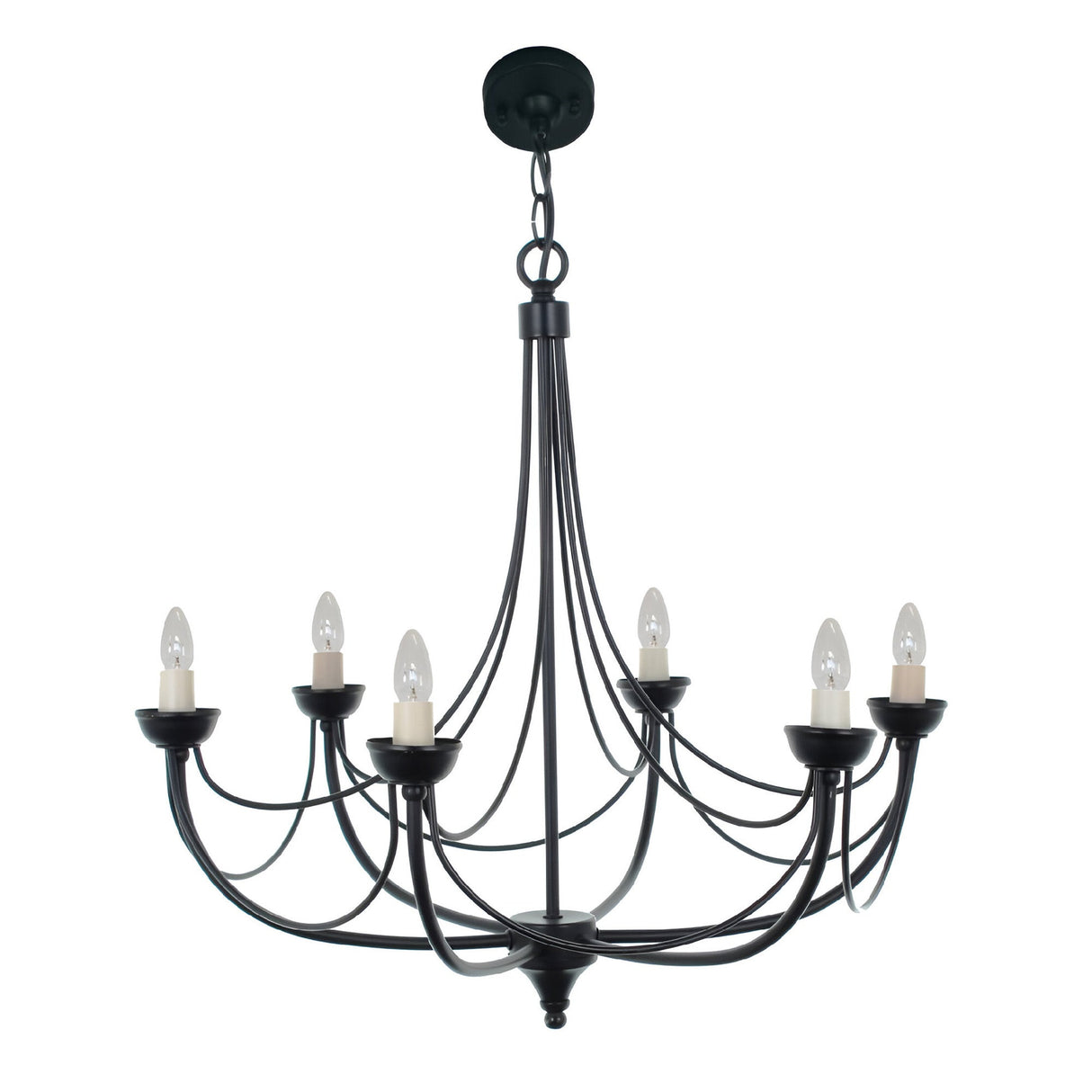 Norwell 6 Light Iron Chandelier - Matt Black