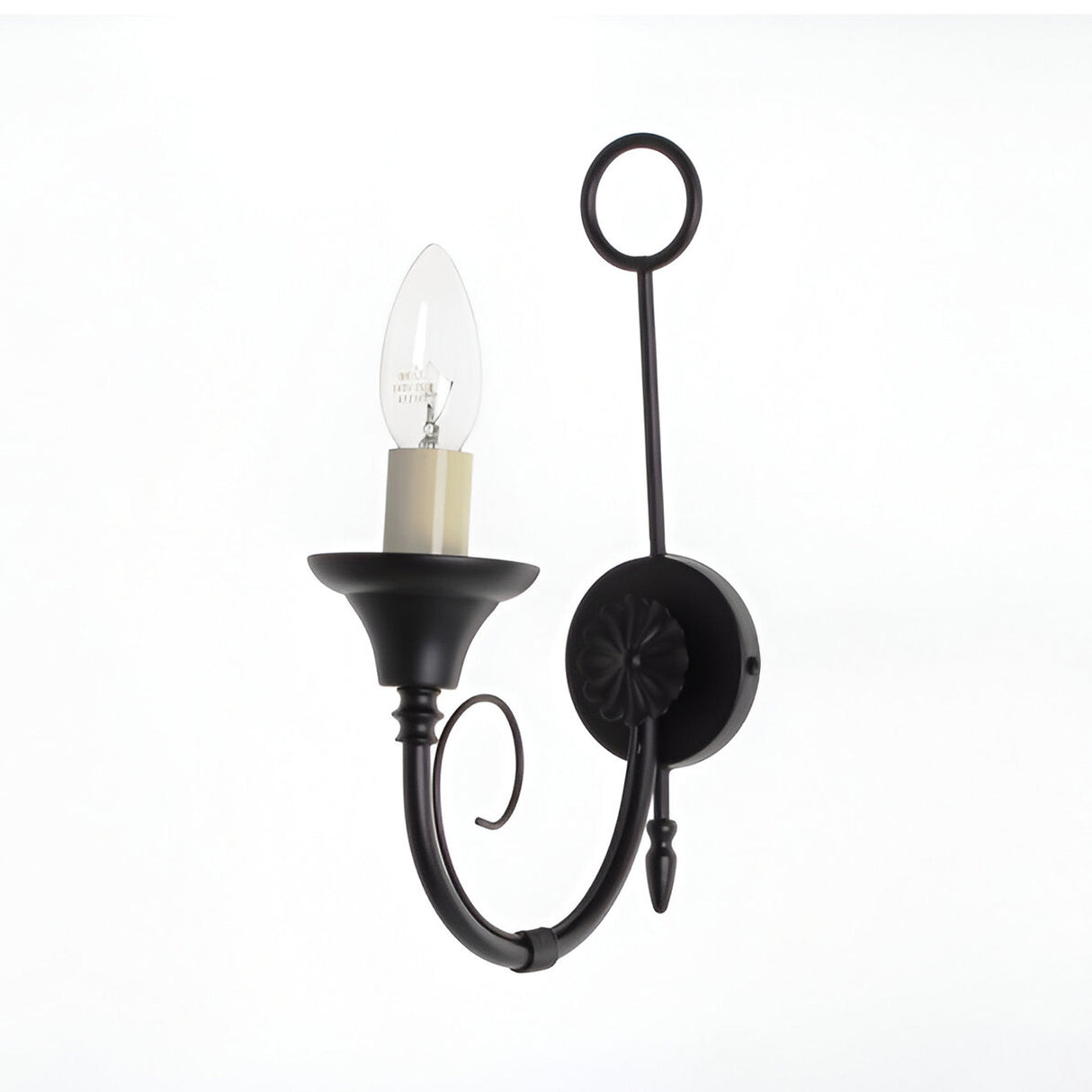 Clasera 1 Light Iron Wall Light - Matt Black