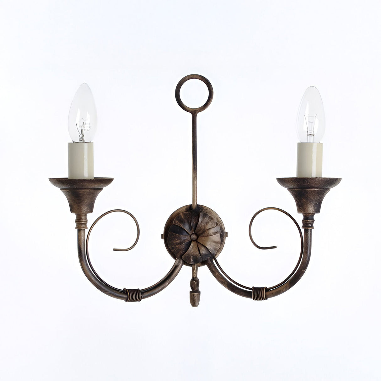 Clasera 2 Light Iron Wall Light - Black Gold