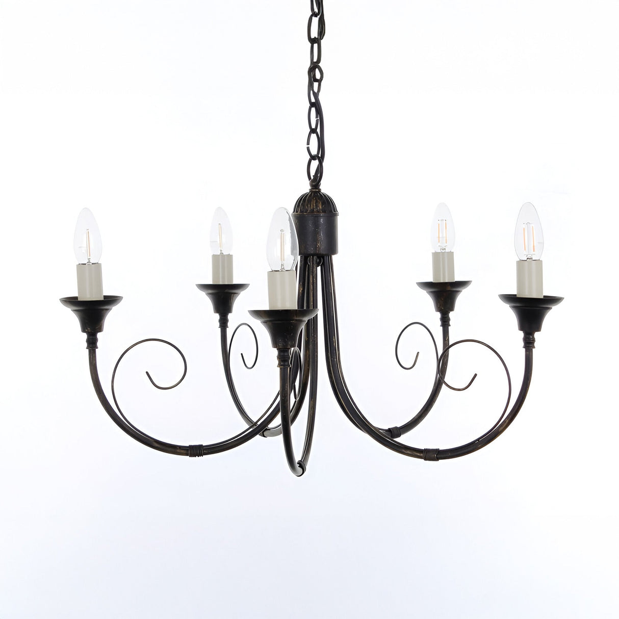 Clasera 5 Light Iron Chandelier - Black Gold