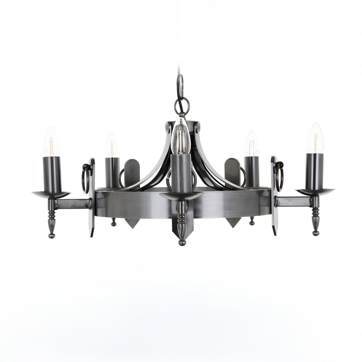 Mitralux 5 Light Iron Chandelier - Grey