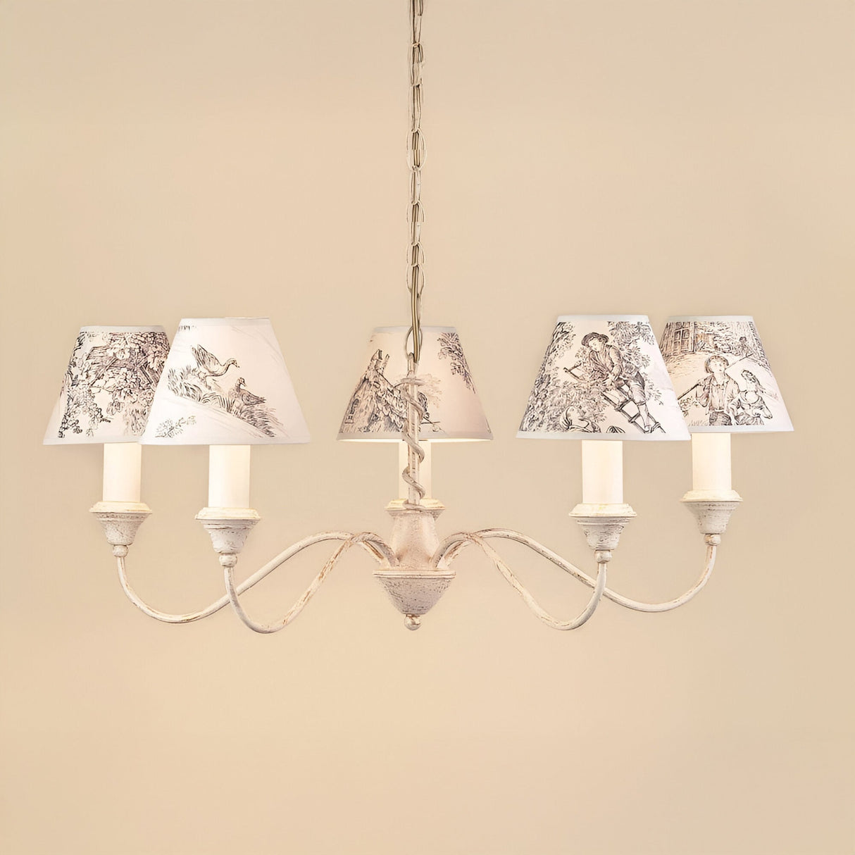 Caravelux 5 Light Iran Chandelier - Cream Gold