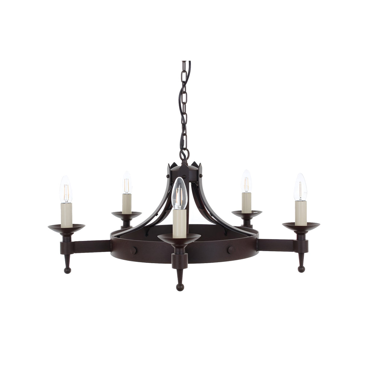 Straven 5 Light Iron Chandelier - Aged Bronze