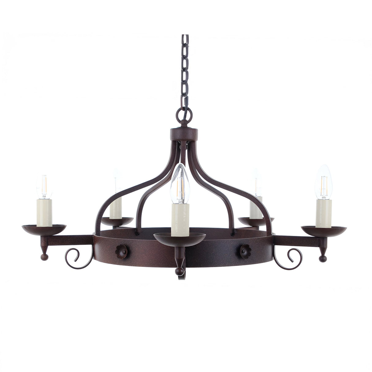 Cromwell 5 Light Iron Chandelier - Aged Bronze