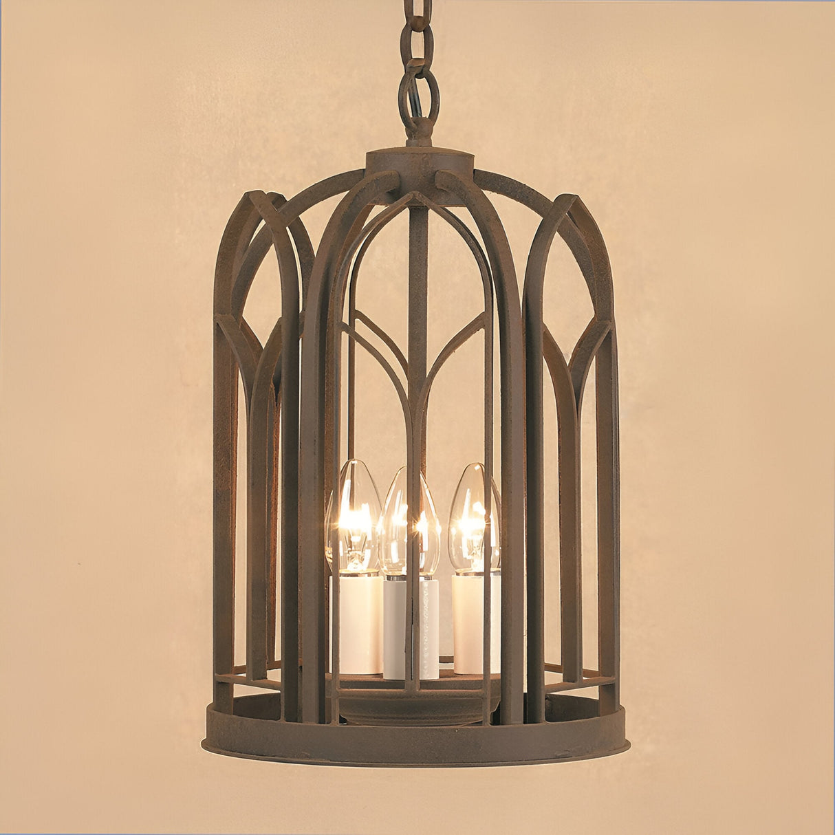 Vellum 3 Light Iron Lantern Pendant Light - Aged Bronze